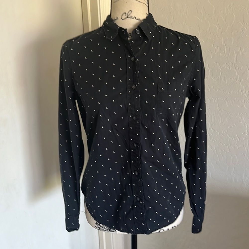 Denim & Supply Ralph Lauren Black White Polka A Dot RLโTomboy Button Shirt